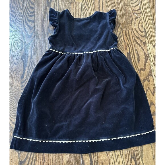 Hanna Andersson Girls Black Velour Dress Sz 120 (6-7) Gold Trim Flutter Sleeves - Picture 7 of 7